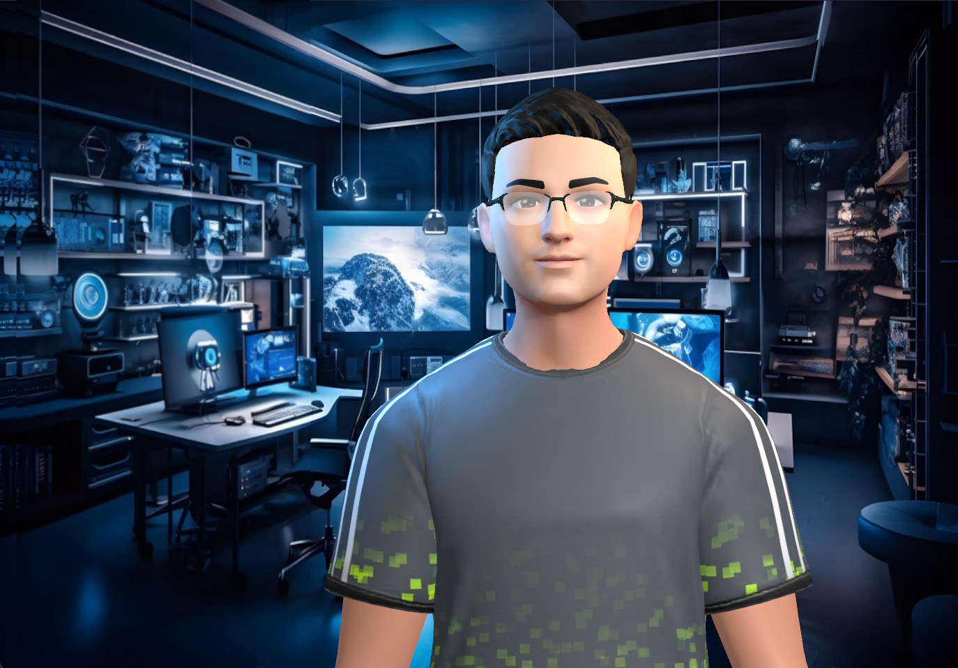 Paul Sybrandy's digital avatar in digital computer lab